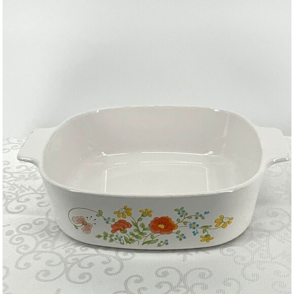 CorningWare 2 Qt A-2-B Square Casserole Dish Wildflower Floral Design Lid not in - Picture 1 of 5